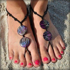 3/30 B2G1 FREE Sun Sandals Barefoot Zebra rainbow
